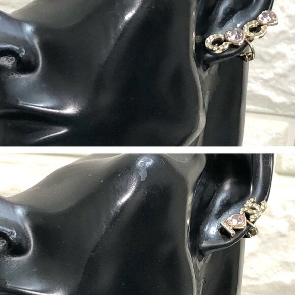CHANEL CC Logos Pink Rhinestone Heart Clip-On Earrings Gold Tone - Picture 1 of 10
